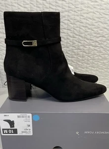 Botín Liz Claiborne Tudor negro imitación gamuza 10M nuevo en caja espuma viscoelástica  - Imagen 1 de 5