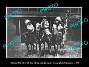 OLD POSTCARD SIZE PHOTO OF BUFFALO BILL CODY WITH DAKOTA INDIAN CHIEFS c1898 2 - Imagen 1 de 1