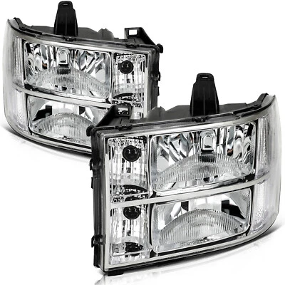 Conjunto de faros cromados para GMC Sierra 2500 HD 3500 HD 2007-2014 Foto 1 de 4