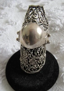 Sterling Silver Handmade Filagree Jointed 3 Section Armour Ring Vintage - Picture 1 of 6