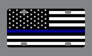 Thin Blue Line American Flag License Plate Aluminum 6"x12" Vanity Front - Picture 1 of 1