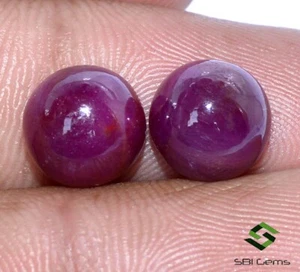 9 mm Certified Natural Ruby Round Cabochon Pair 9.99 CTS Untreated Loose Gems - Picture 1 of 5