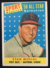 STAN MUSIAL 1958 TOPPS BASEBALL CARD #476 SPORT ALL STAR ST LOUIS CARDINALS HOF