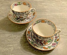 English Ashworth Bros Staffordshire Hanley Flying Bird Tea Cups, Saucers, 2 sets