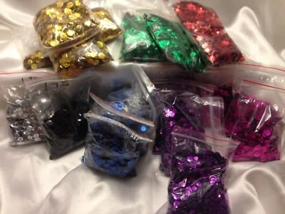 Bolsas de lentejuelas redondas ahuecadas de 6 mm y 8 mm de tamaño mixto, lote de 18 bolsas Foto 1 de 2