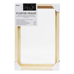 Jasart Thin Edge Artwork 24x36" Wood Floater Canvas Painting Frame Rect Natural - Picture 1 of 5