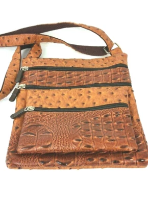 Bolso Bandolera Emperia Cuero Marrón Correa para el Hombro Animal Texturizado Foto 1 de 4