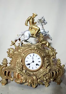 Reloj dorado período romántico francés cazadores y peleas de perros 1875 - Imagen 1 de 14