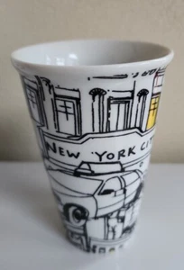 Lenox DKNY City Taxi Porcelain Travel Mug Cup Black White Yellow NYC New York - Picture 1 of 5