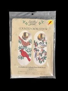 1986 Something Special Chickadees & Cardinals Counted Cross Stitch Door Hangers - Picture 1 of 4
