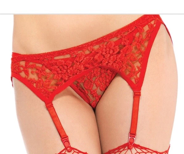 Leg Avenue Women's Red Lace Suspender Garter Belt Viscose Lingerie - No Panty - Image 1 of 4