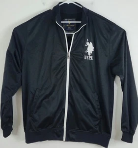 U.S Polo Assn Mens Long Sleeve Full Zip Tracksuit Jacket Size XXL Black & White - Picture 1 of 5