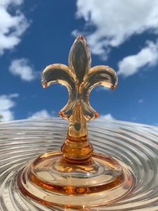 Vintage Topas Gold Glas FLEUR DE LIS Französische Notre Dame Schale Schale 5/11,5 ❤️m13 - Bild 1 von 11