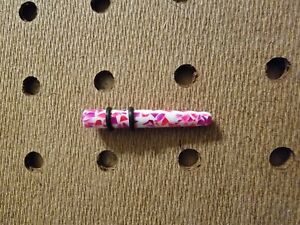 1 - 4mm-5mm Tapered Ear Post, Black Light Reactive. White with Pink & Purple
