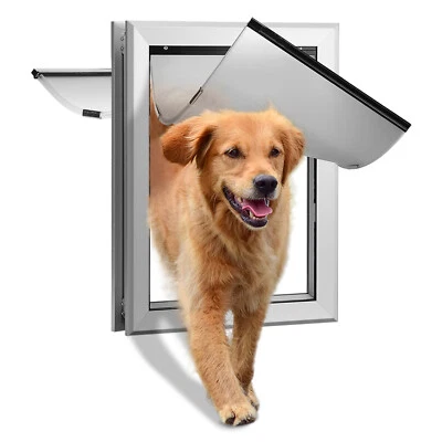 Aluminum Pet Dog Door Double Layer Large Flap Magnetic Locking Screen Gate Frame - Image 1 of 4
