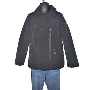 Blanc Noir Peacoat Women Sz L Quilted Mesh Black Long Sleeve - Picture 1 of 6