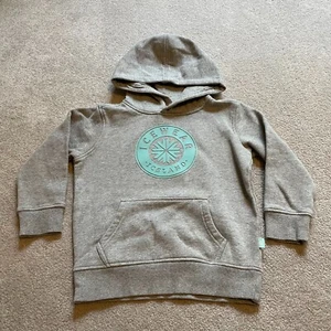 Icewear Iceland Sweatshirt Girls 8 Gray Blue Hoodie Pullover Cotton Snowflake - Picture 1 of 12