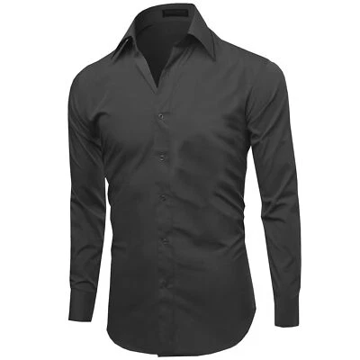 Omega Italy Men's Slim Fit Classic Button Up Long Sleeve Solid Color Dress Shirt - Image 1 of 2