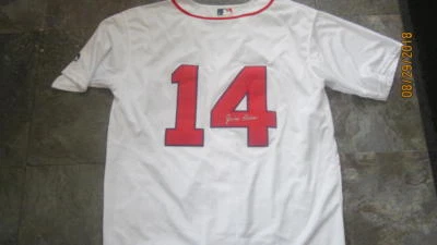 Camiseta local firmada por Jim Rice de los Medias Rojas de Boston certificado de autenticidad HOF Foto 1 de 2