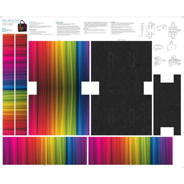 3 Yards Quilt Cotton Fabric - QT Fabrics Sew & Go Rainbow Take Along Tote Panel - Image 1 of 1