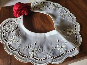Ancien  col en tissu style oranza motif plumetis dentelle mecanique B7-60 - Picture 1 of 6