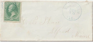 Sheffield ILL 3ct Bnote Blue Target + cds to Maine (Bureau Co) (A235) - Picture 1 of 1
