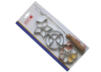 Eva Stampini formine ferro per frittelle stampo 3 stampi 8 cm stella fiore Rotex - Immagine 1 di 4