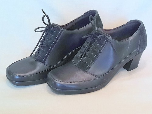 Stivaletti donna Clarks Bendables 9 Med neri allacciati stile Oxford tacco 2 5"