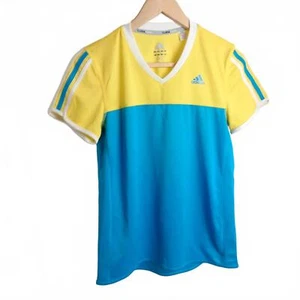 Adidas Clima Cool Running Top Womens 12 Yellow/Blue - Picture 1 of 6