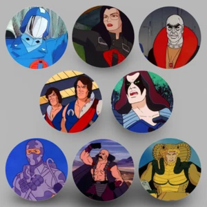 G.I. Joe (Cobra) Button 8-Pack 80s Cartoon Commander Zartan Destro - Picture 1 of 2