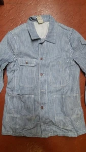 NWT (+)PEOPLE DENIM RETRO WORK JACKET MADE IN ITALY HAND PAINTED ON BACK 40 M  - Picture 1 of 4