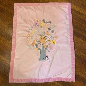 KOALA BABY sherpa BLANKET Lovey 28" X 36" Pink Birds Flowers Tree - Picture 1 of 4