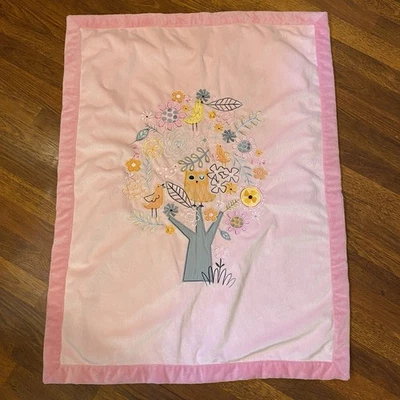 KOALA BABY sherpa BLANKET Lovey 28" X 36" Pink Birds Flowers Tree - Image 1 of 4