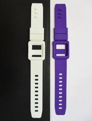 Purple & White Silicone Watch Band Wrist Strap Skin Cover Apple iPod Nano 6 - Image 1 of 4