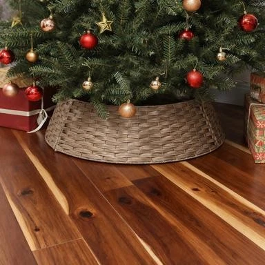 Rustic Woven Christmas Tree Skirt Collar - 2.25ft Coffee Plastic - Image 1 of 4