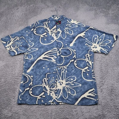 Camisa Jams World Para Hombre Grande Azul Floral Hawaiano Rayón Hielo Flor Campamento De Colección Foto 1 de 4