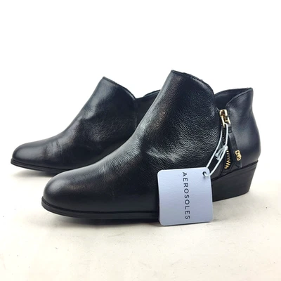 Botín de cuero negro con cuello de aerosoles para mujer talla 6 Foto 1 de 4