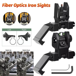 Iron 45Degree Offset Flip Up Front and Rear Fiber Optics Iron Sight Tactical Set - Picture 1 of 9