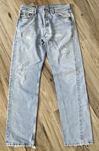Jeans Vintage Levi’s 501 XX Azul Años 90 Botón Mosca 34X34 (32x30) Agujeros Envejecidos - Imagen 1 de 24