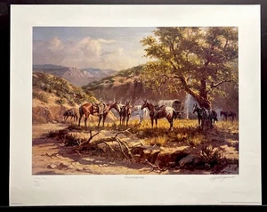 Olaf Wieghorst Limited Edition Signed Print  “Chuck Wagon Stop” #120/1500 - Picture 1 of 5