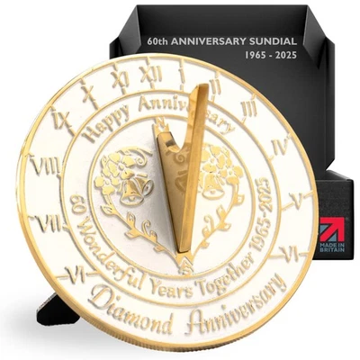 Regalo de reloj de sol de aniversario para 60 aniversario de boda de diamantes en 2025 - Reciclado... Foto 1 de 4