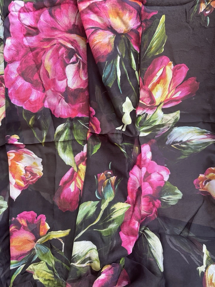 Deadstock D/G 100% Silk Charmeuse Chiffon Fabric by the Yard Width 55” - Image 1 of 4