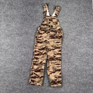 John Deere Camo Overalls Kids Utility Hunting Workwear Bib Pants Size 7 Regular - Picture 1 of 10