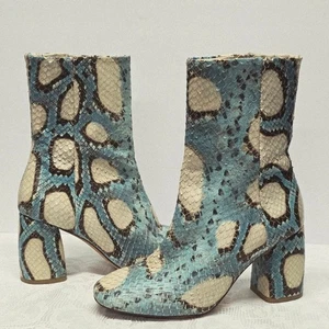 Miista Adrianne halbhohe Stiefel türkis Schlangenleder Pythonmuster strukturiertes Leder 6,5 - Bild 1 von 10