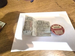 pennsylvania FISHING license 1929 BUTTON & PAPER - Picture 1 of 5