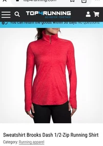 Brooks Run Happy Pullover Shirt Womens Medium 1/4 Zip red Long Sleeve Athletic - Picture 1 of 13