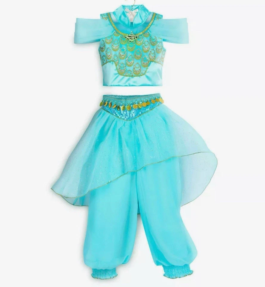 Disney Store Princesa Jazmín Niñas Brillante 2 Piezas Disfraz Talla 7/8 Foto 1 de 3