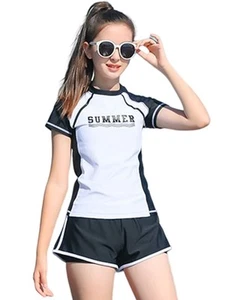 Girls Swimsuits Rash Guard Swim Sets Kids Two-Piece Bathing Suits Teen Swimwe... - Picture 1 of 8