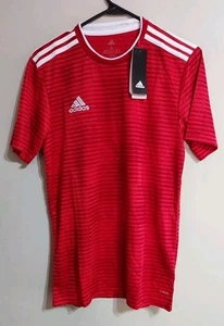 Adidas Condivo 18 Climalite Rojo Blanco Manga Corta Camisa a Rayas!! ¡Talla pequeña! - Imagen 1 de 8