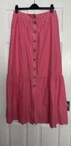 Ladies Next Coral Pink Indian Cotton Maxi Skirt Size 16T - Picture 1 of 14